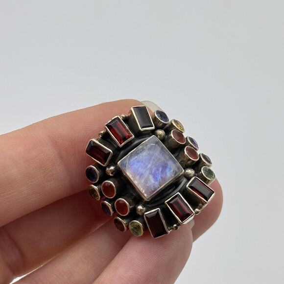 Nicky Butler Ring sz 6 Sterling Silver 925 Rainbow Moonstone India Boho 238/800 - Picture 2 of 14